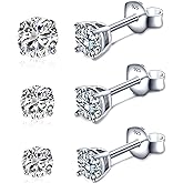VOLUKA Moissanite Stud Earrings for Women - 925 Sterling Silver 1ct D Color Round Cut Lab Created Diamond Earrings Hypoallergenic Moissanite Earrings for Women