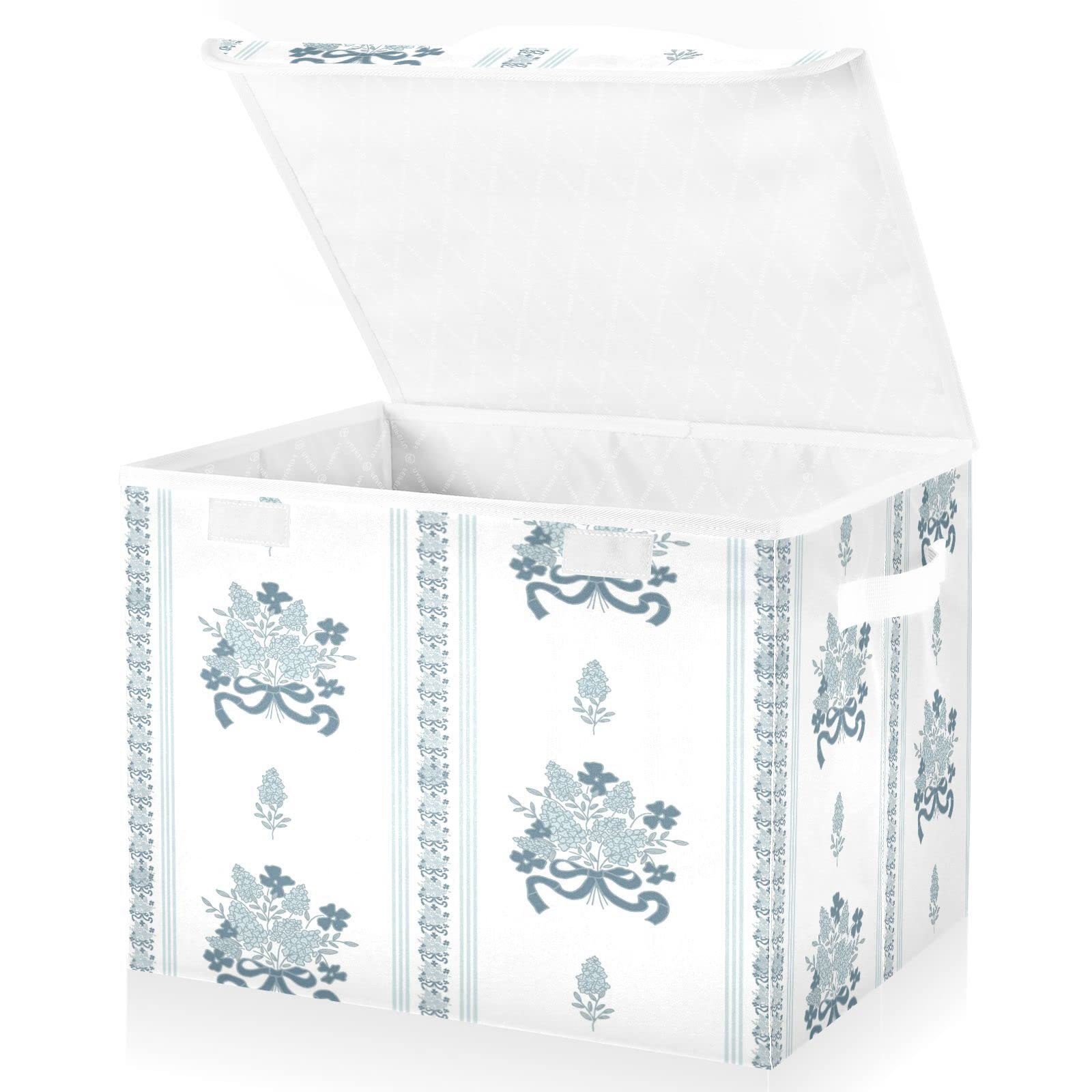 Mnsruu Storage Boxes with Lids, Floral Bouquet Morocco Morandi Large Storage Basket Organizer Shelves Cube Bin Toy Clothes Underbed