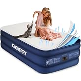 KINGJERRY 18" Twin XL Air Mattress with Built in Pump, 1.2" Gel Foam Topper | 80" LONG, Washable Silk-Feel Cover, Dual-Layer Fabric, 48Hr Leak-Proof, Supports 500lbs, 2 Min Fast Inflate for Home&amp;Guest