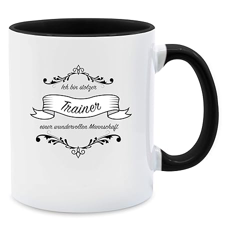Tasse mit Spruch - Ich bin stolzer Trainer einer wundervollen Mannschaft - Unisize - Schwarz - Q9061 - Kaffee-Tasse inkl. Ges