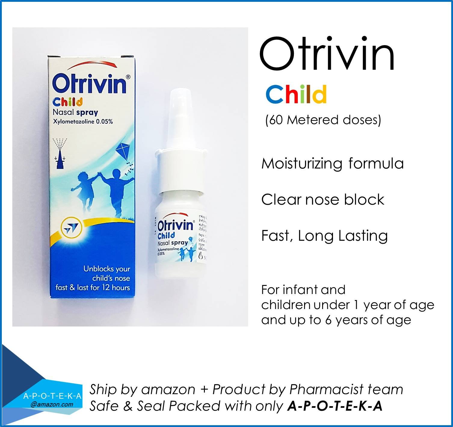 Otrivin child Nasal Spray 0.05 (60 Meterd dose, 0.33 Fluid ounzes) For