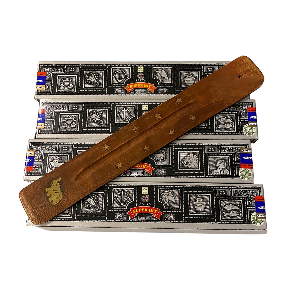 VIE Satya Incense Sticks, 4 Packs x 15g, with Incense Holder, Super Hit