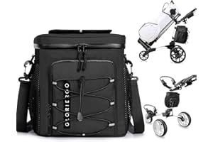 GLORIEROO Golf Cart Cooler Bag Insulated - 12-Can Leakproof Soft Cooler Bag with Hook-and-Loop Lid, Waterproof Zippers, and Multi-Pockets for Accessories; Fits on Golf Push Cart