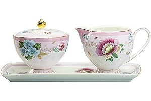 GRACIE CHINA BY COASTLINE IMPORTS Gracie China Fantastic Pink Porcelain 3-Piece Sugar, Creamer And Tray Set