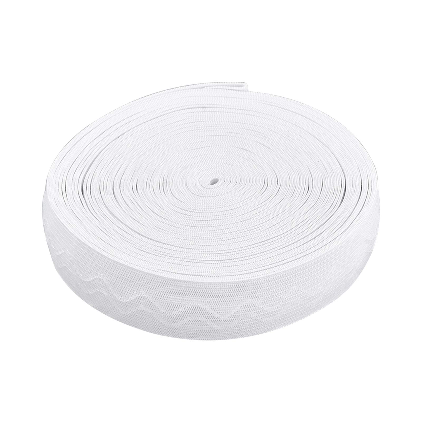 BENECREAT 10 Yards 25mm Wide Non-Slip Silicone Elastic Gripper Band Flat Waistband Sewing Elastic Ribbon for Garment Sewing Project, White