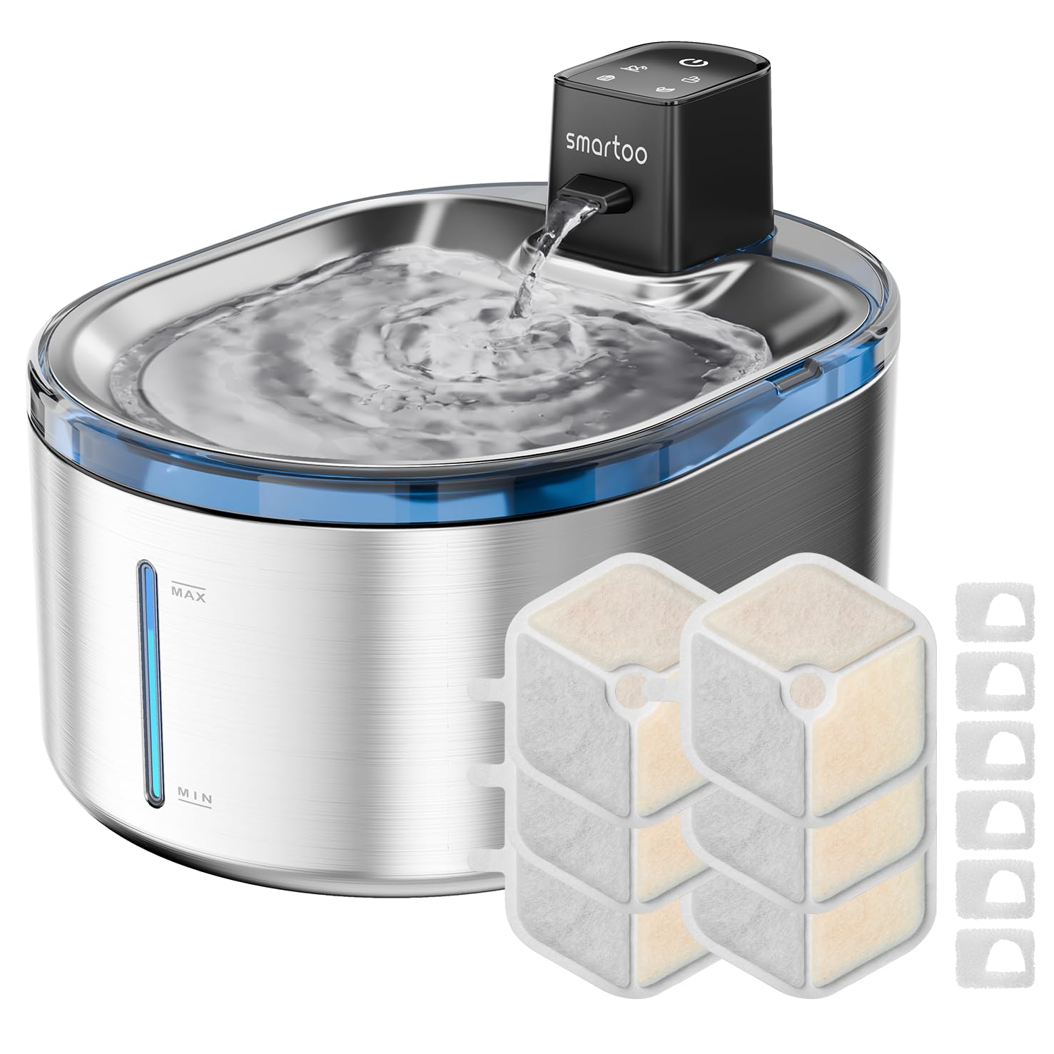 Photo 1 of ***MISSING PARTS***
Smartoo Wireless Cat Water Fountain Stainless Steel, 152oz/4.5L Cat Fountain Battery Operated, Cordless Pet Water Fountain for Cats & Dogs with Motion Sensor, Ultra Quiet Pump, 6 Filters