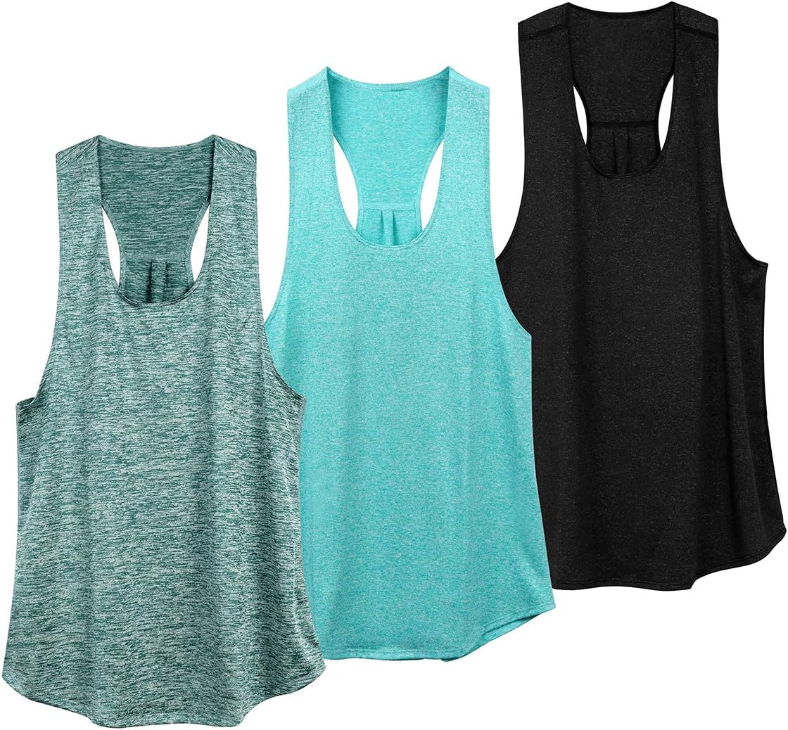 VEQKINGWomen Workout Tank Tops Loose Fit Racerback Muscle Tanks Sleeveless Shirts Pack for Yoga Running Exercise Gym