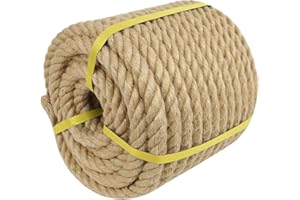 DERZINET Twisted Manila Rope - 1 Inch × 100 Feet - Thick Hemp Rope - Natural Jute Rope for Swing, Docks, Nautical, Railings, Decorating
