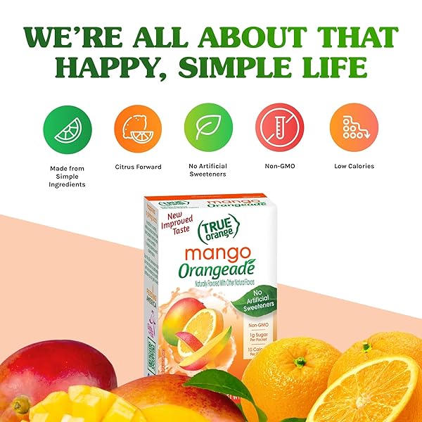 TRUE ORANGE, MANGO ORANGE DRINK MIX, 10-COUNT (PACK OF 4)