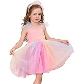 OBEEII Toddler Baby Girl Tutu Dress Spaghetti Straps Tulle Princess Birthday Party Dress Smocked Summer Flower Girl Dresses