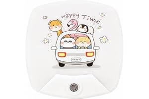 OMEET 2 Pack - Cartoon Animals LED Plug-in Night Light for Kids - Wall Lamp Take Good Care Children Sleep Light Sensor Auto Controlled Nightlights for Baby Nursing
