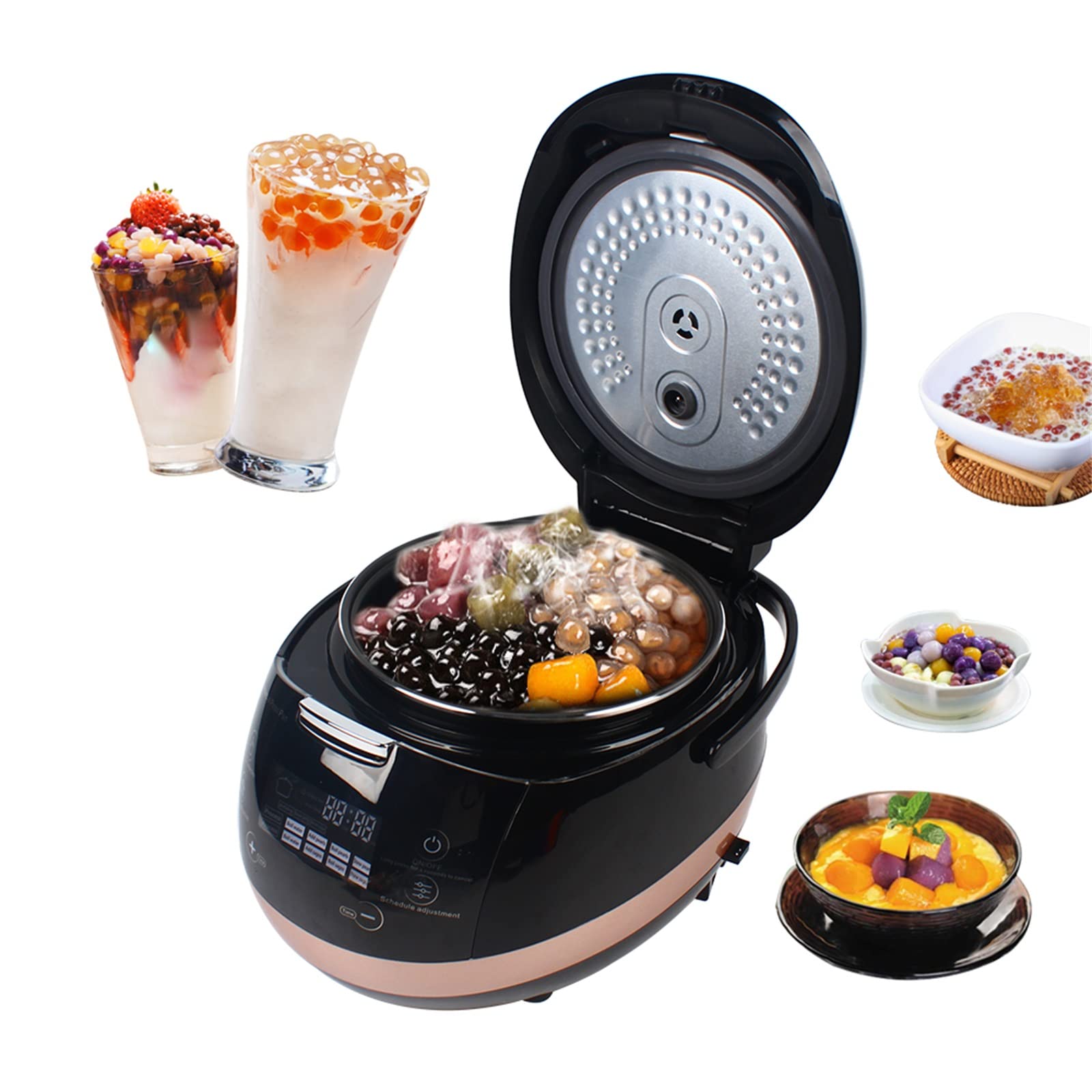 Photo 1 of Commercial Fully Automatic Pearl Pot Tapioca Bubble Tea Pearl Maker Machine 860w Nonstick Automatic Pot with 1x Gloves 1x Spoon for Boil Sago Pudding Boba Tea 11.81x15.35x10.63inch