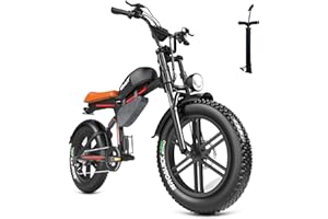 QNUT Electric Bike for Adults-1500W Peak Motor Electric Motorcycle,28MPH,48V 18Ah Battery,60 Miles Long Range,7 Speed ebike,20''x4.0 Fat Tire Electric Dirt Bike,Retro Style Ebike