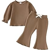 Koecnoc Toddler Girl 2-piece Clothes Set Infant Girl Cotton Long Sleeve Shirt and Pant Fall Winter Outfit for Baby Girl