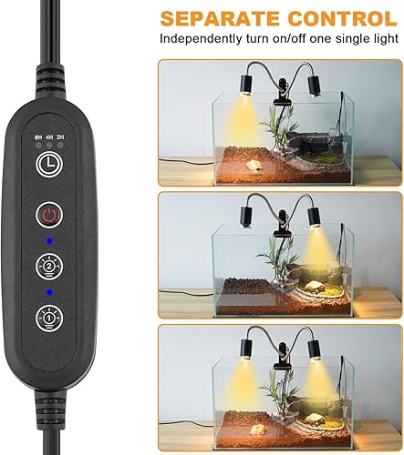 Reptile Heat Lamp, Dual-Head UVA UVB Reptile Light, Heating Lamp