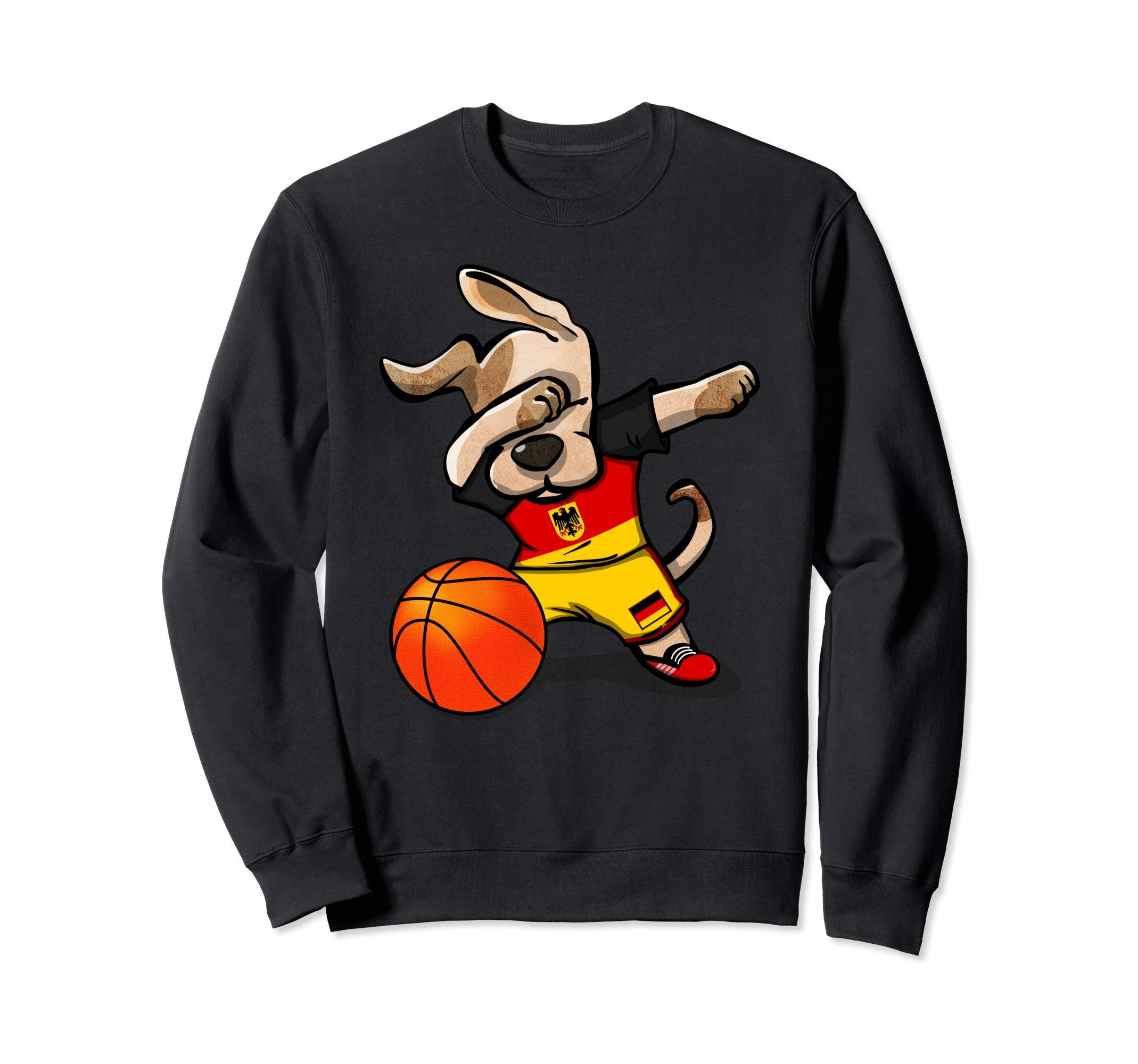 Funny Dabbing Dog Germany Basketball - German Flag Sport Sweatshirt