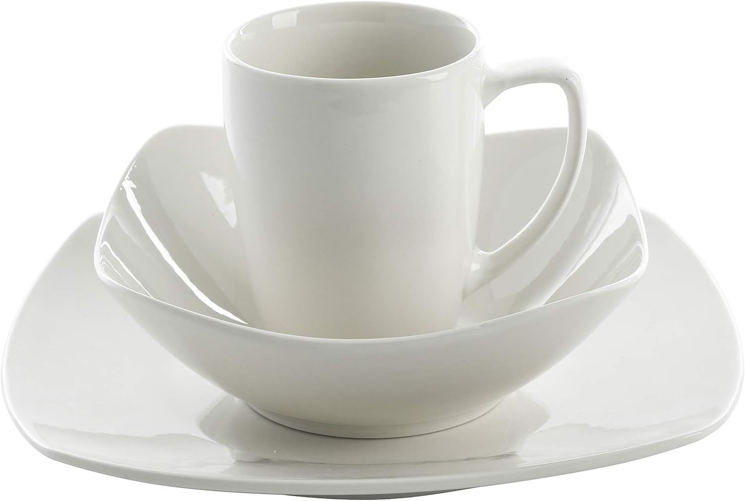  | Gibson Zen Buffet Square Dinnerware Set, Service for 4 (12pcs), White: Dinnerware Sets