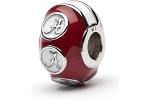 Stone Armory Charm for University of Alabama – Alabama Bead Features Crimson Script A – Stainless Steel Alabama Charm Compatible with Pandora Bracelets – Bama Jewelry - Gift for Fans & Alumni