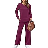 XIEERDUO Women's 2 Piece Lounge Sets Side Slit Outfits Wide Leg Tracksuit Comfy Loungewear Fashion Sweatsuit S-3XL