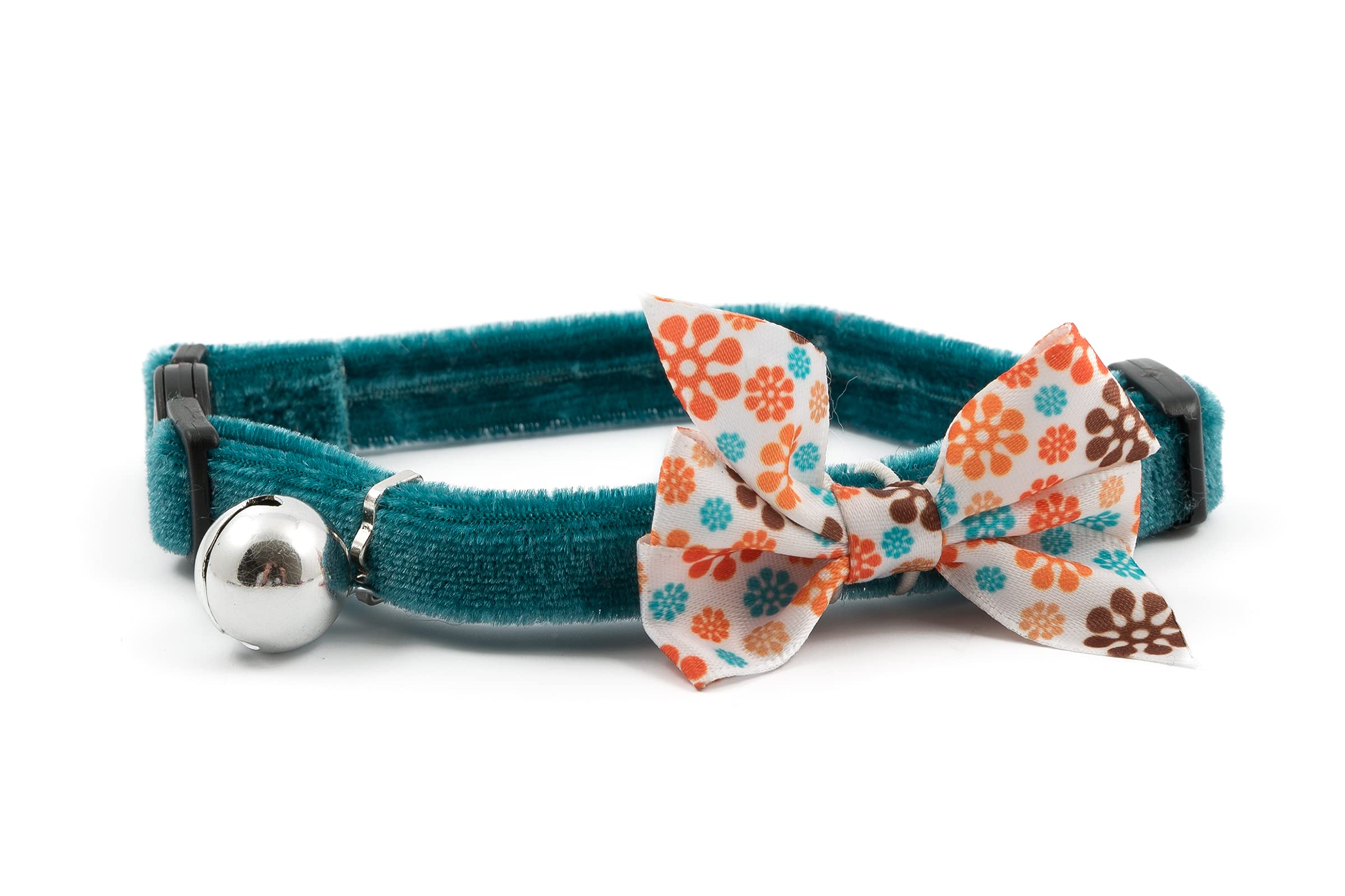 Safety Buckle Cat Collar Vintage Bow Teal