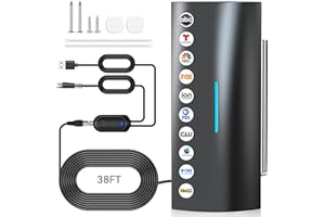 QBOY 3200+ Miles Range Strongest TV Antenna,2026 Digital Antenna for Smart TV Indoor with Amplifier, 360° Long Range Reception HD Local Channels -38FT Coax Cable -Supports 8K, 4K, 1080P for Smart/Old TVs