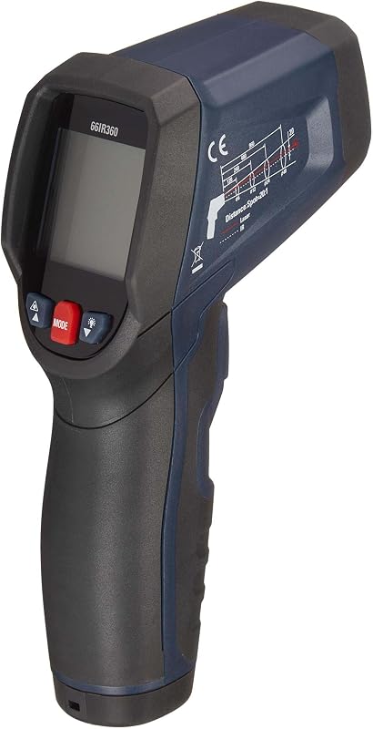 Infrarot-Thermometer mit Kreislaser, strapazierfähig, Typ-K-Sonde, einstellbarer Emissionsgrad, Schwarz