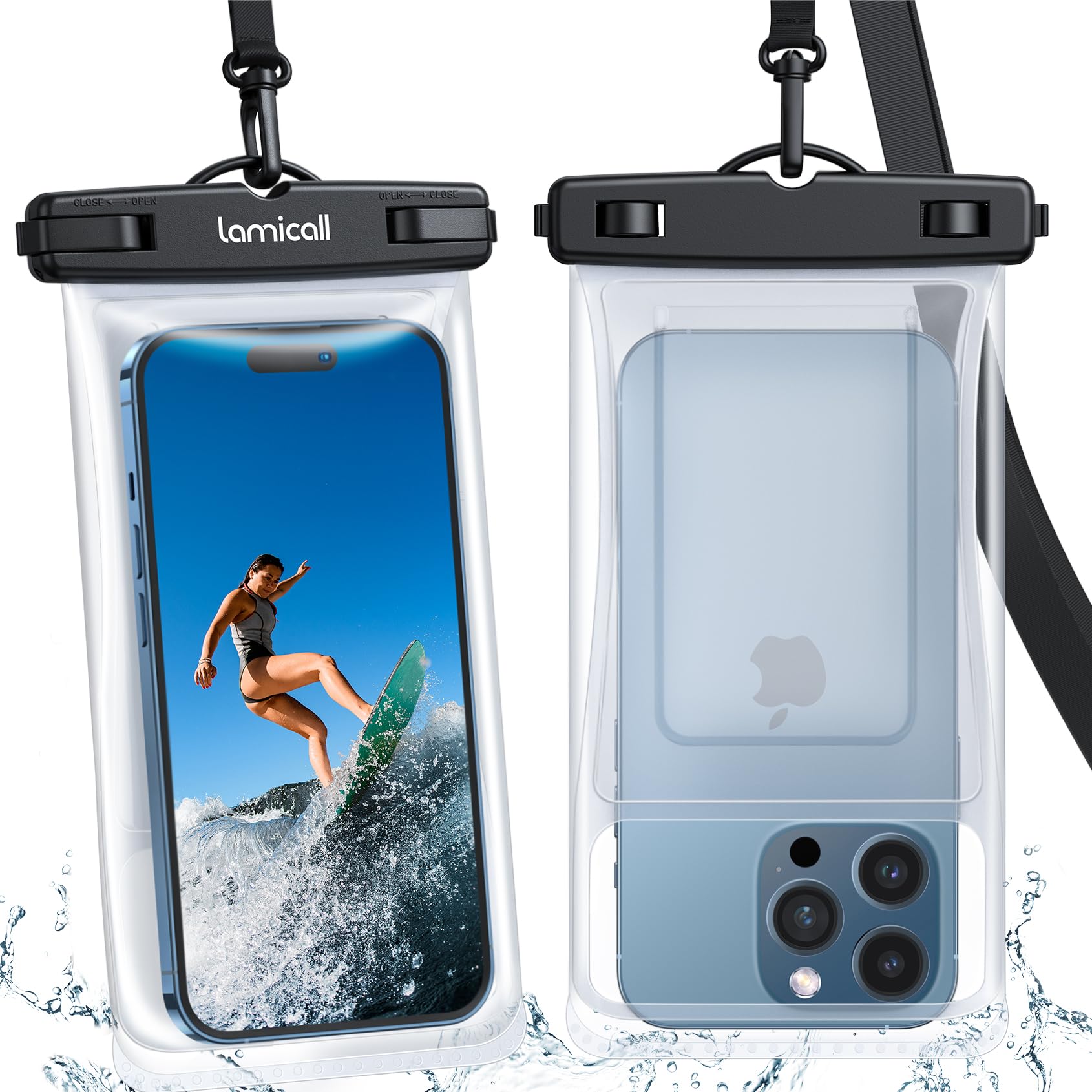 Photo 1 of Lamicall 2PCS Waterproof Phone Pouch Floating - [Soft 3D Seamless Design] IPX8 Water Proof Cell Phone Case for Beach, Protector for iPhone, 4-7" Devices, Dry Bag Beach Essentials for Cruise Travel