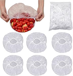 ANYI 100 Pieces Food Covers for Outside, Reusable Elastic Stretch Bowl Covers, Adjustable Plastic Wrap for Food, Stretchable Bowl Covers Reusable for Keeping Leftovers and Picnic Meals