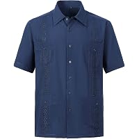 Amazon.com: Men's Guayabera Shirts Short Sleeve Casual Snap Shirts