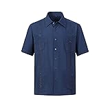 MAXJON Mens Short Sleeve Button Down Guayabera