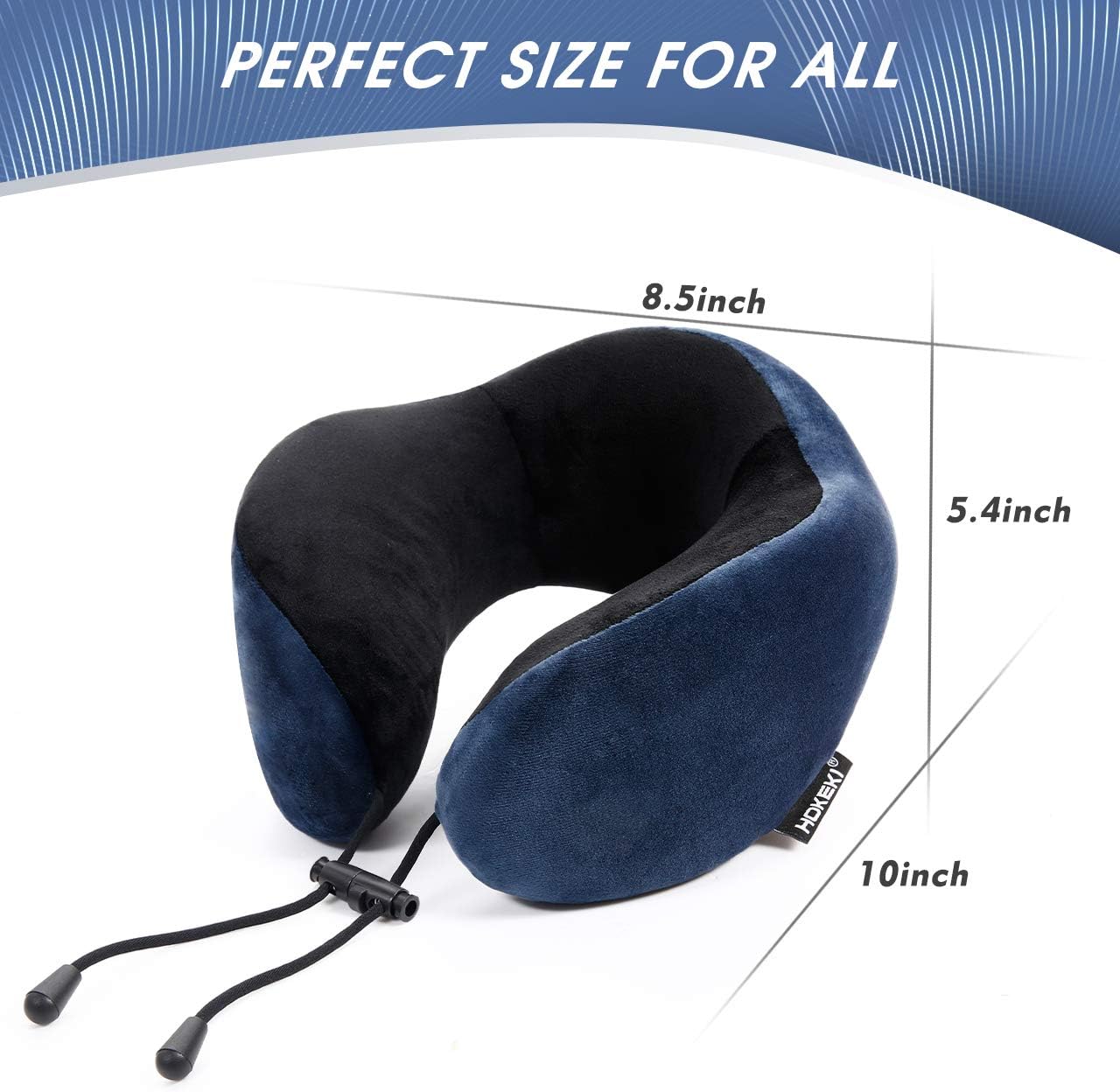 HOKEKI Travel Pillow 100% Pure Memory Foam Neck Pillow, Comfortable & Lightweight , Breathable and Improved Support Design, for Airplanes and Travel (Blue): Kitchen & Dining