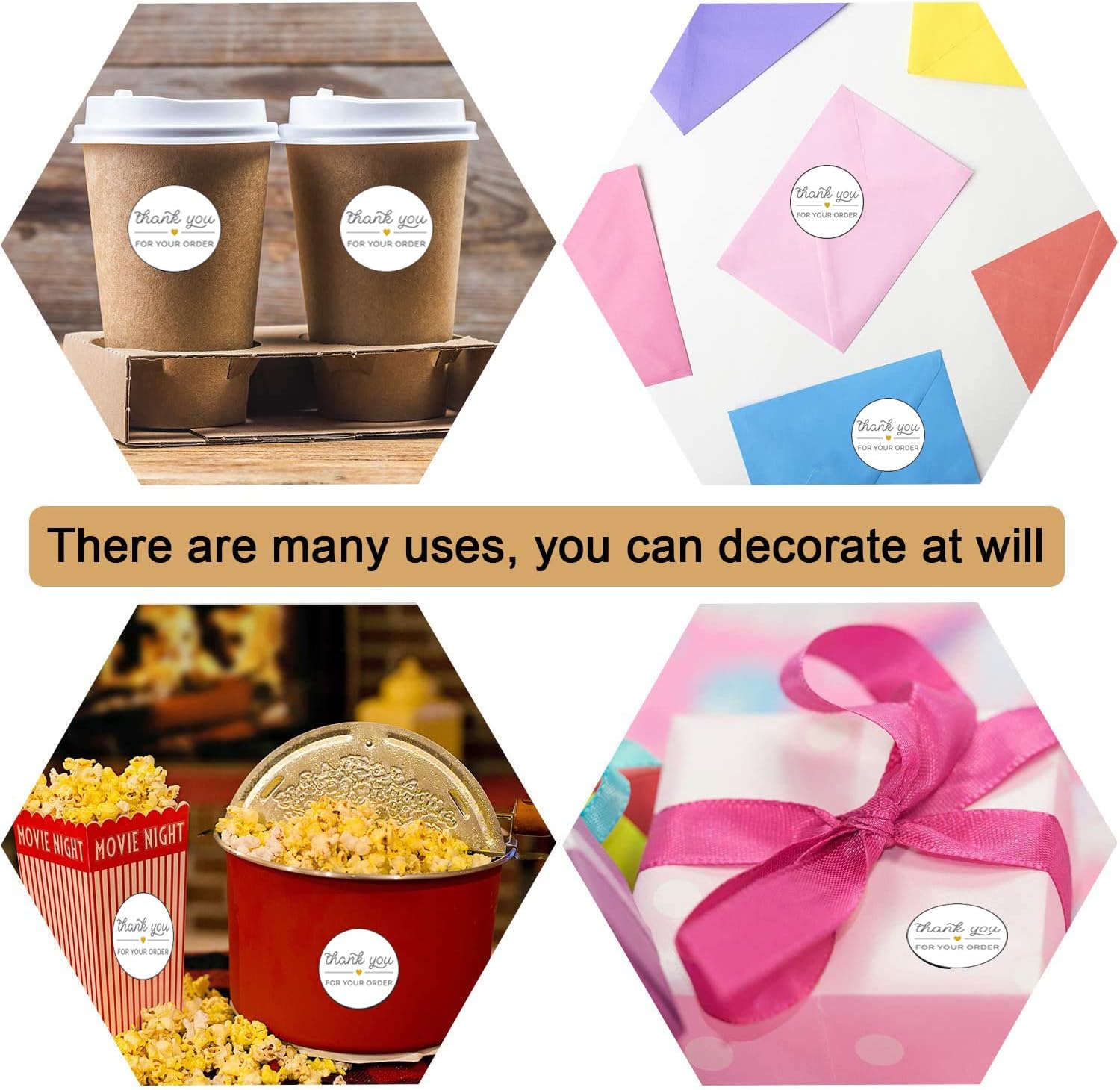 White Thank You Label Roll 500 Pieces Thank You For Your Order Stickers Round Circle Label Stickers Thank You Decorative Seal Stickers For Envelope Bag Packgingseals Party Supplies Office Products Office Supplies