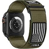 Rugged Trail Loop Bands for Apple Watch Ultra/3/2 Band 49mm 46mm 45mm 44mm 42mm Men,Stars-Stripes Flag Woven Nylon Sport Strap Soft Fabric Wristband for iWatch Series 11 10 9 8 7 6 5 4 3 SE 3/2nd 49