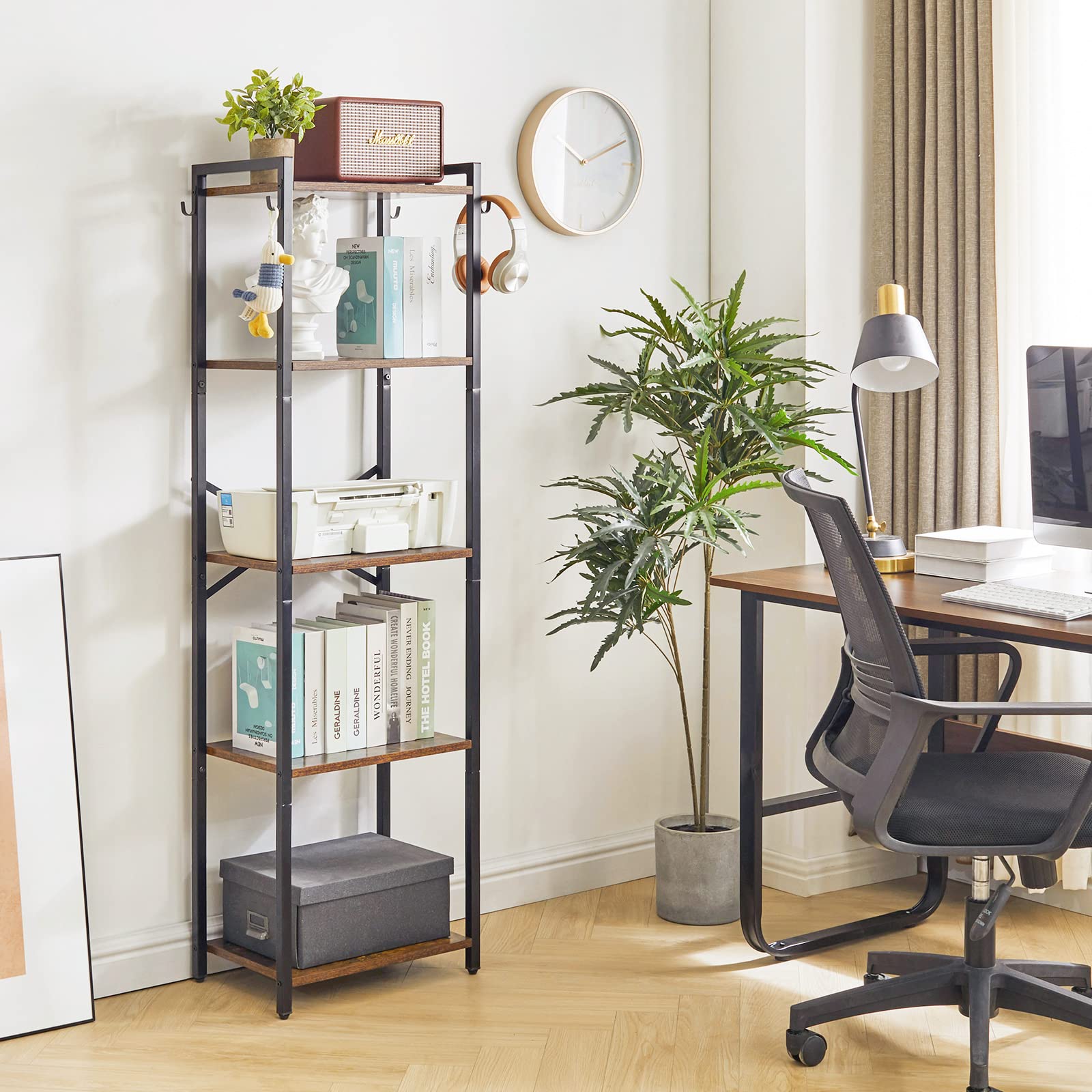 Study Rack Big YMYNY Bookshelf,5 Tier Storage Rack, Plant Rack, Storage Rack with ...