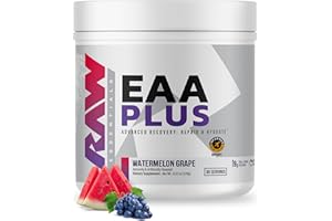 RAW EAA Plus, Amino Acids Powder, Watermelon Grape (30 Servings) - Pre Workout Amino Energy Powder for Advanced Endurance, Recovery & Lean Muscle Growth - BCAA Amino Acids Supplement for Men & Women