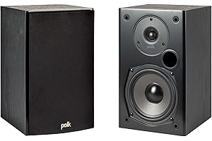 Polk Audio T15 100 Watt Home Theater Bookshelf Speakers – Hi-Res Audio with Deep Bass Response, Dolby and DTS Surround, Wall-