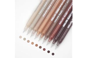 Yolaka Gel Pens with Fine Point 0.6mm, 9 Colors Drawing Pencils for Adult Coloring Books Smooth Writing Pen Set for Journaling(Maillard)