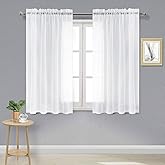 DWCN White Sheer Curtains 54 Inch Long for Living Room Rod Pocket 2 Panels | Short Sheer Window Curtains for Living Room/Bedroom Airy Lightweight Elegant Voile Drapes, 52" W x 54" L