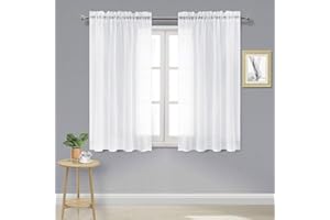 DWCN White Sheer Curtains Semi Transparent Voile Rod Pocket Curtains for Bedroom and Living Room, 52 x 54 inches Long, Set of 2 Panels