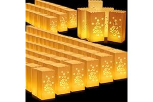 Vercraft 2024 Waterproof Luminary Bags - 50 Pcs White Reusable Lanterns for Christmas, Birthday, Wedding Parties & Trees