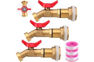 JaGely 3 Sets Brass Rain Barrel Spigot Kit with Heavy Duty Bulkhead Fitting Quarter Turn Ball Valve Rain Barrel Faucet for Aquariums, Water Tanks, Tubs, Pools(Red)