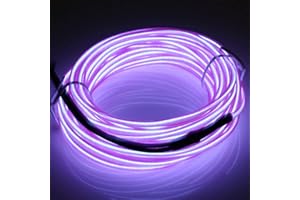 JIGUOOR EL Wire Battery Pack 16.4ft / 5m Bright Neon Light Strip 360° Illumination Neon Tube Rope Lights for DIY, Festival, Party Decoration, Pub, Halloween, Chrismas (16.4ft / 5m, Purple)