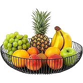 Toyosport Modern Fruit Bowl, Black Decorative Metal Fruit Basket for Kitchen Counter, Large Open Wire Design, Stable Base, Ideal Storage for Fresh Produce, 11 in/28 cm