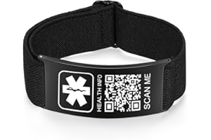 Theluckytag Medical Bracelets for Sport Men Women with QR Code Medical Alert ID Bracelets - Nylon Waterproof Wristband Fits Wrists Up to 7 inches - More Space Custom Emergency Med ID Alert Info