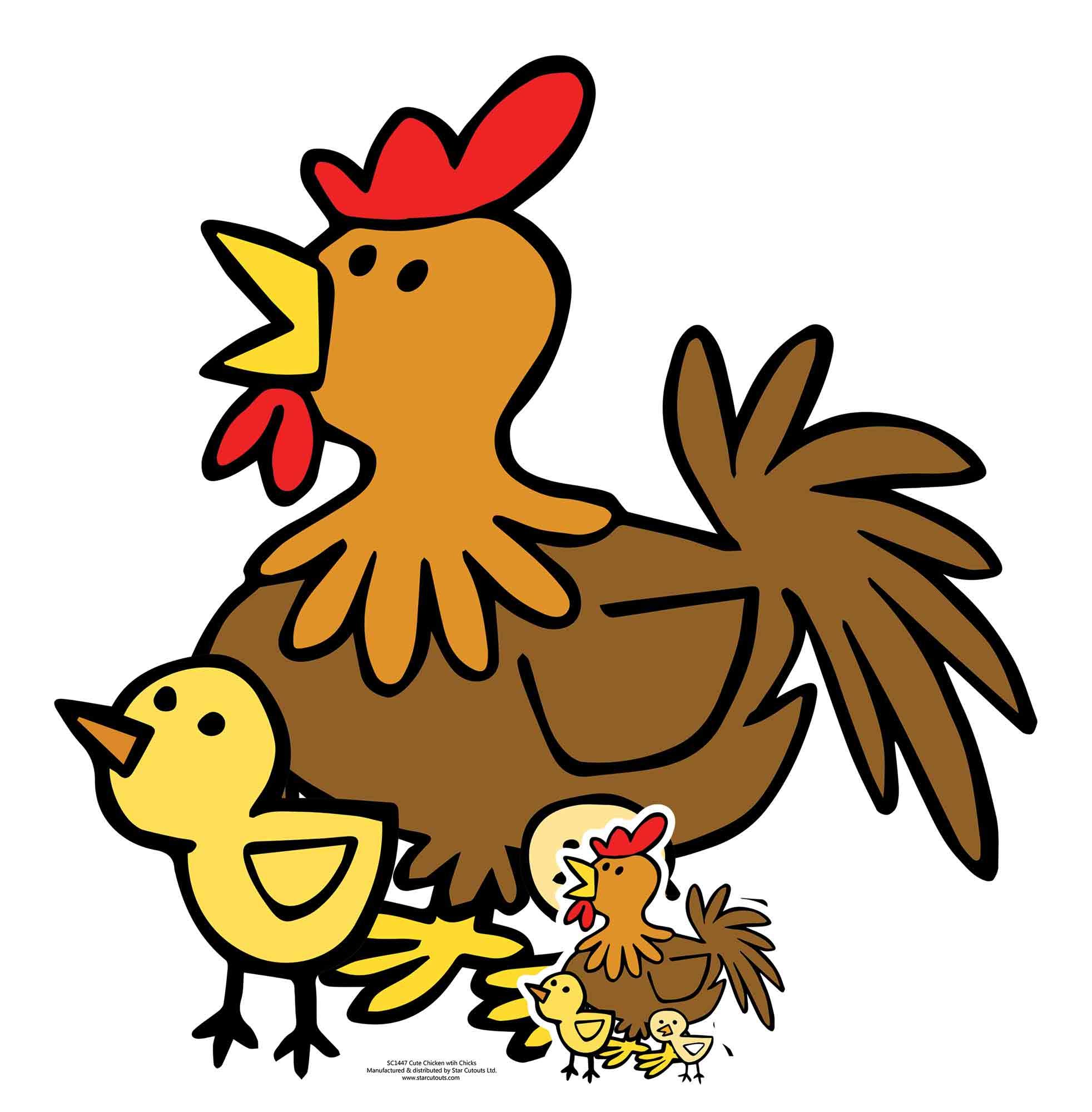 STAR CUTOUTS SC1447 Cute Chicken with Chicks Farmyard Animal Cardboard Cut Out Height 73cm - Ideal for Animal Theme, Parties, Birthdays & Fans, Room Decorations & Events