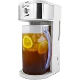 HomeCraft 3-Quart White Stainless Steel Caf&eacute;' Iced Tea And Iced Coffee Brewing System, 12 Cups, Strength Selector &amp; Infuser Chamber, Perfect For Lattes, Lemonade, Flavored Water, Large Pitcher