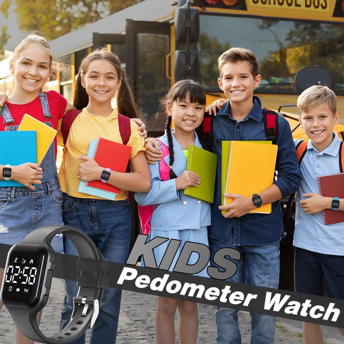 Kids LED Digital Watch, with Pedometer Step Counter, Waterproof, Sport Wristwatch, Calendar, Alarm Clock for Children Boys Girls Teens