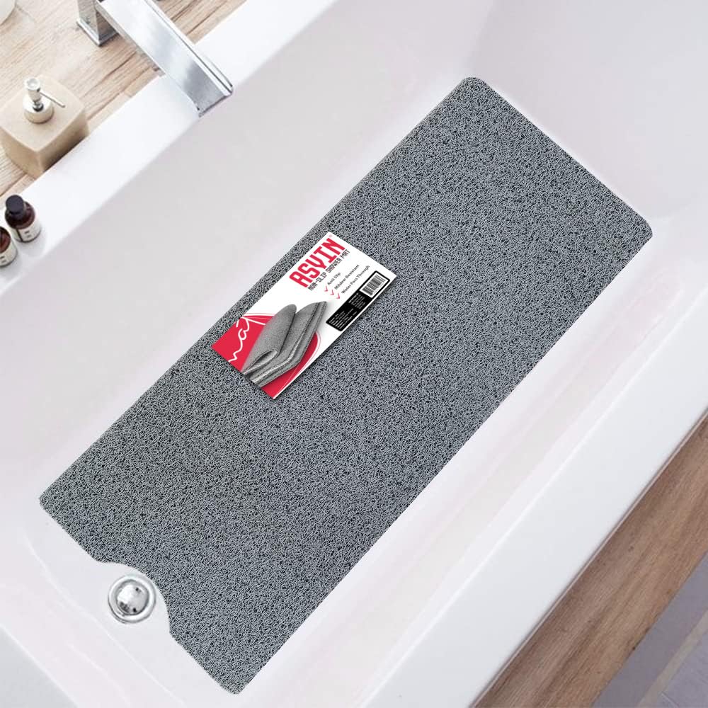 Asvin Anti Slip Bath & Shower Mat for Inside Bath & Wet Areas (40x120cm Grey)