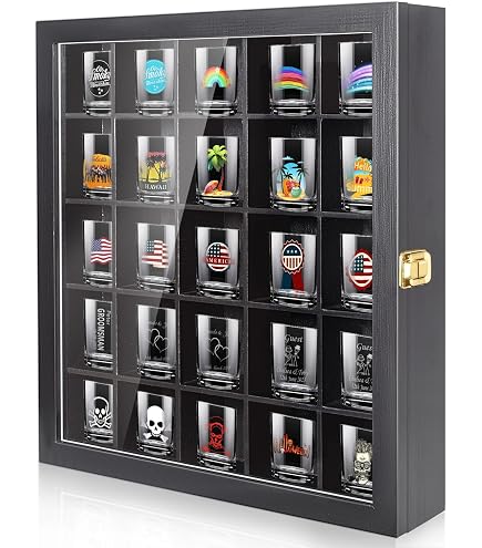 Amazon.com: FramePro Black Shot Glass Display Case 30 Slots with
