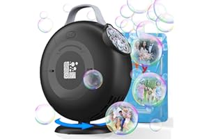LITOFELO Bubble Machine, Automatic Bubble Blower for Kids Toddlers, 8000+ Bubbles Per Minute, 90° 200° Oscillating Electric Plug-in or Batteries Bubble Maker Toys for Outdoor Birthday Party - Black
